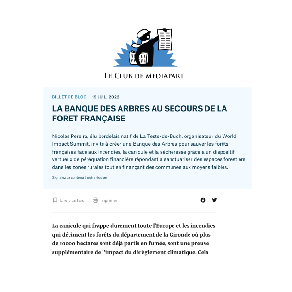 Media Part Club parle de nous ! Après le succès des 4 premières éditions, le World Impact Summit, salon du développement durable, revient les 30 novembre et 1er décembre 2022, à Bordeaux, carrefour des routes terrestres, fluviales et maritimes. Cette année, pour la 5ème édition, nous réfléchirons autour de l’idée d’innovation : Innovations agricoles, technologiques, numériques, sociales ou d’usage : des échanges au sujet de la créativité, du renouveau, et du changement de paradigme !