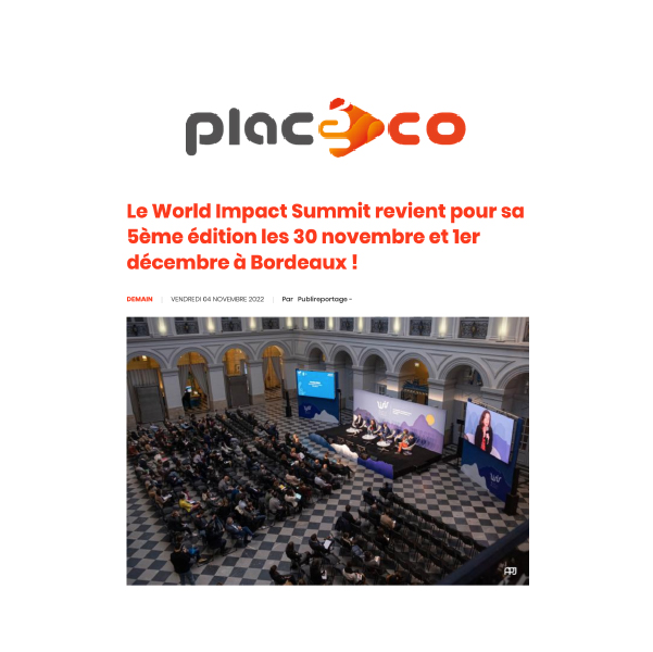 Depuis 5 ans, l’objectif du World Impact Summit est de rassembler différents acteurs qui participent concrètement à la transition écologique, économique et environnementale des territoires, des entreprises et de notre société. Les problématiques de dégradation des écosystèmes et gestion des ressources naturelles en faveur du développement durable sont planétaires; c’est pourquoi le WIS invite chaque année des intervenants au niveau français, européen et international. Pour Nicolas Pereira, fondateur et Président du World Impact Summit, “seule une action collective et engagée à l'échelle mondiale sera capable de célébrer, protéger et restaurer notre planète”.