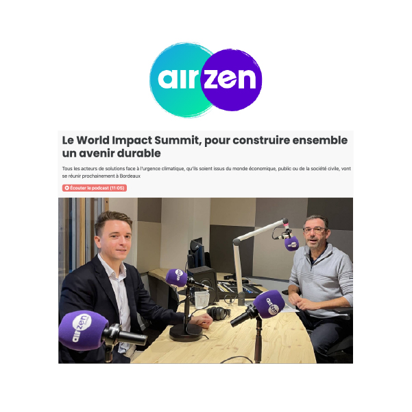 Un podcast d'Airzen sur le World Impact Summit à Bordeaux. Nicolas Pereira porte dans le débat public l’enjeu d’une écologique concrète et acceptable, qui doit transformer nos modèles économiques. Il veut fédérer plutôt qu’opposer. Il est convaincu que la transition écologique passe par une forte sensibilisation et des actions des entreprises. Voilà pourquoi il prône la formation et la sensibilisation de ce public en priorité. Il défend une ligne écologique concrète et pragmatique, consciente des immenses défis mais aussi des risques de rejet si elle n’est pas en capacité de proposer une alternative désirable. Son ambition est de démontrer par la constitution d’un large écosystème que nous avons toutes les clés pour basculer d’un modèle linéaire à un modèle à faible impact.