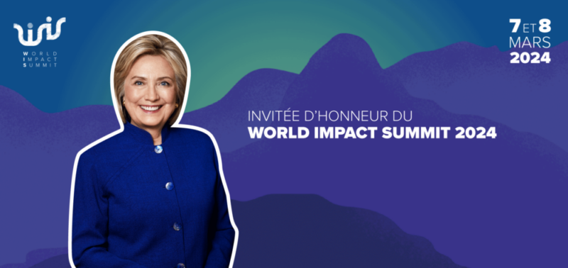 Hillary Clinton est l'invitée d'honneur du World Impact Summit 2024, un événement sur la transition écologique des entreprises qui aura lieu à Bordeaux les 7 et 8 mars.