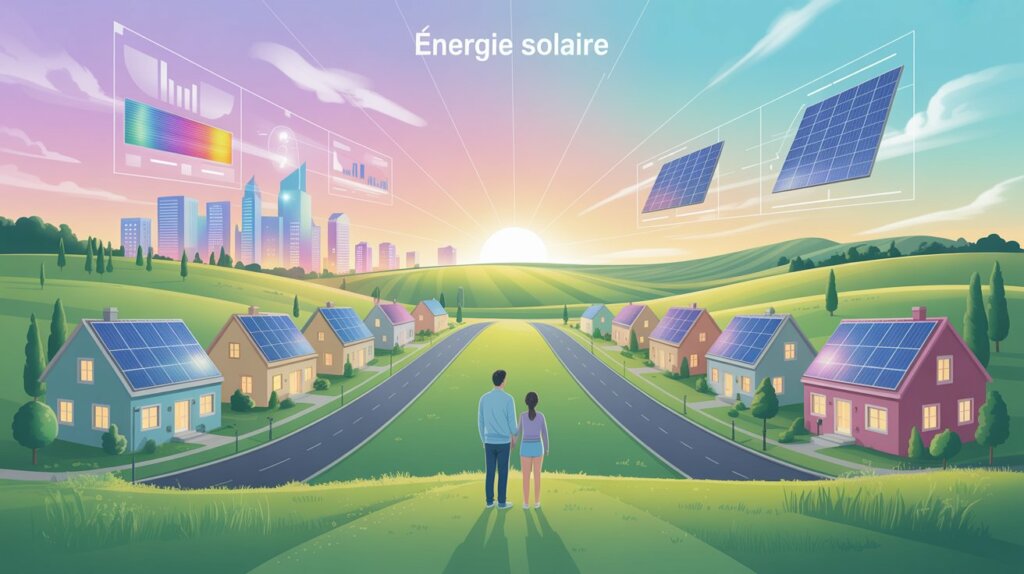 Illustration symbolique du basculement massif vers l'énergie solaire en 2025