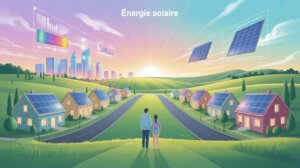 Illustration symbolique du basculement massif vers l'énergie solaire en 2025